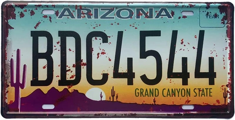 ROOKOPR Arizona License Plate Aluminum Novelty Car Decor License Plates 12"x6" Front of Car Decorative Retro Rusty License Plate for Men Women Car-03 - Image 1